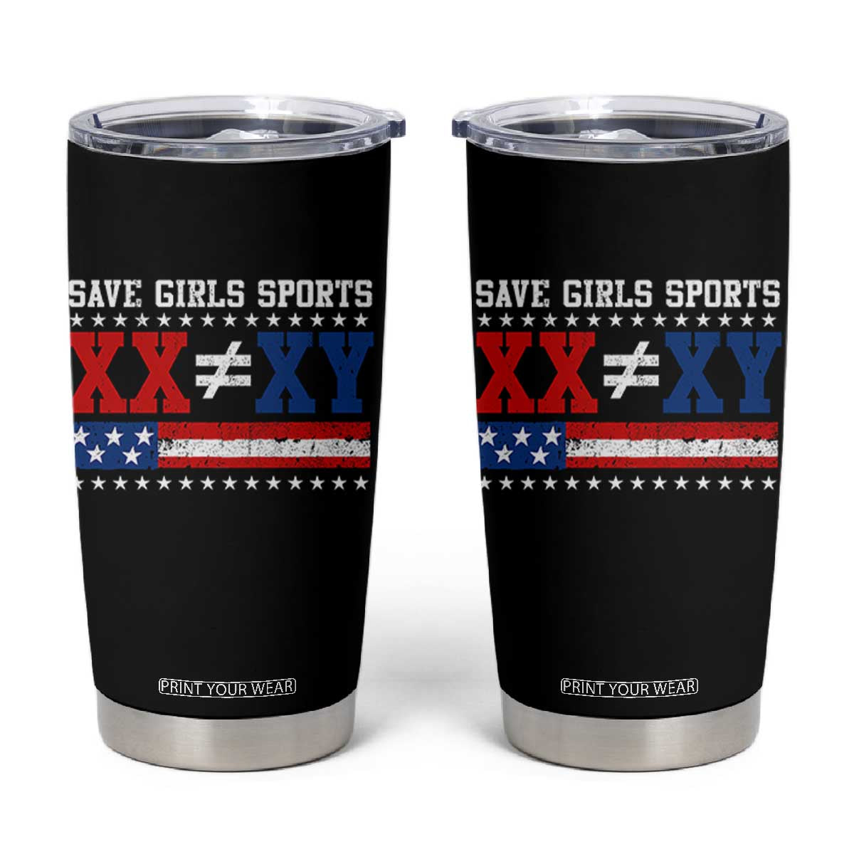 XX Does Not Equal XY Save Girls Sports Tumbler Cup Varsity Athletic Vintage American Flag