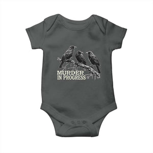 Murder In Progress Funny Crow Baby Onesie Gothic Raven Bird Lover Dark Humor