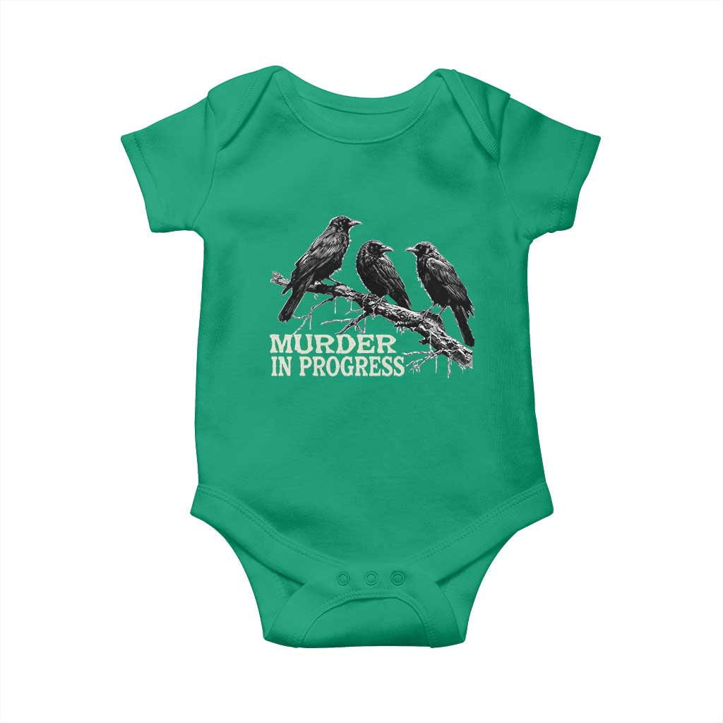 Murder In Progress Funny Crow Baby Onesie Gothic Raven Bird Lover Dark Humor