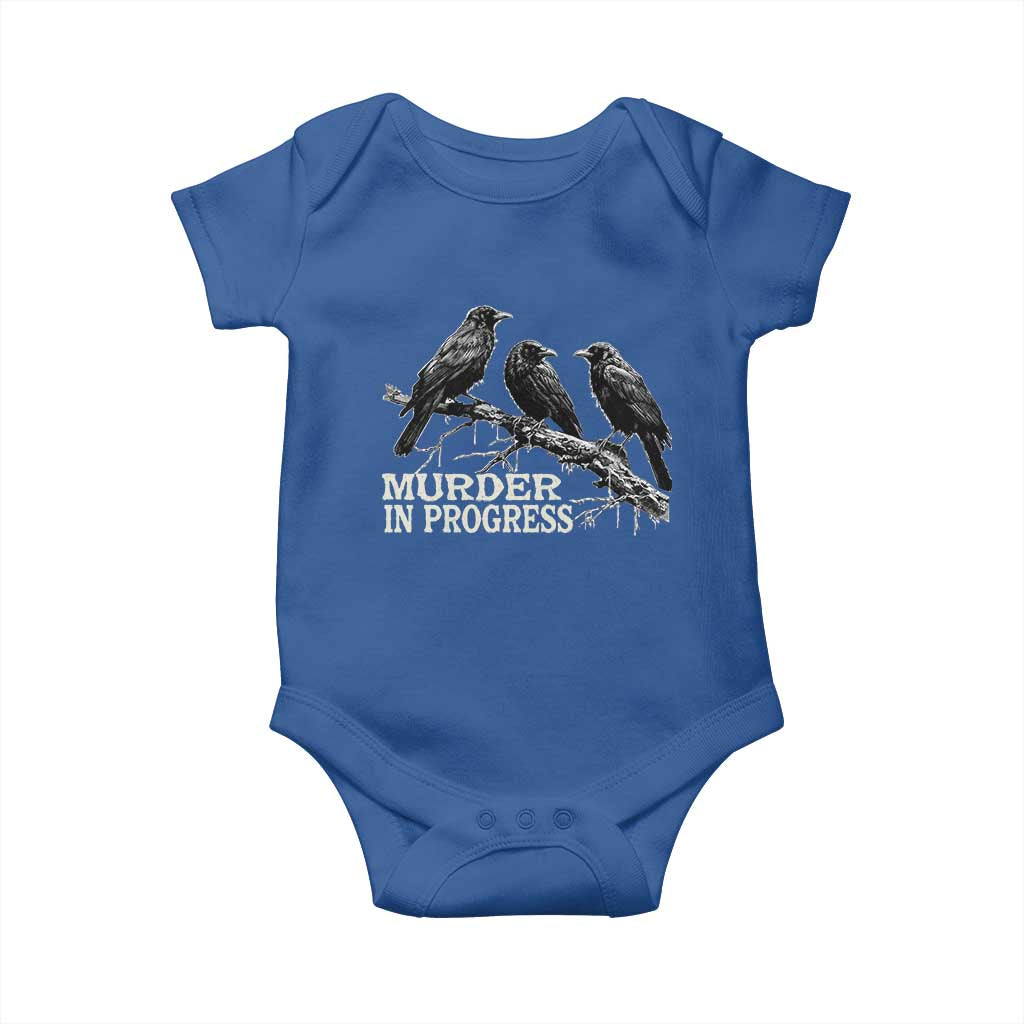 Murder In Progress Funny Crow Baby Onesie Gothic Raven Bird Lover Dark Humor