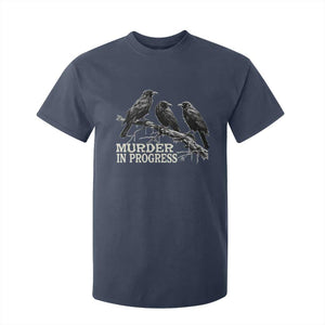 Murder In Progress Funny Crow T Shirt For Kid Gothic Raven Bird Lover Dark Humor