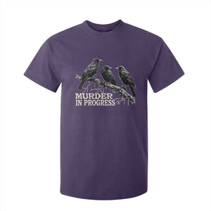 Murder In Progress Funny Crow T Shirt For Kid Gothic Raven Bird Lover Dark Humor