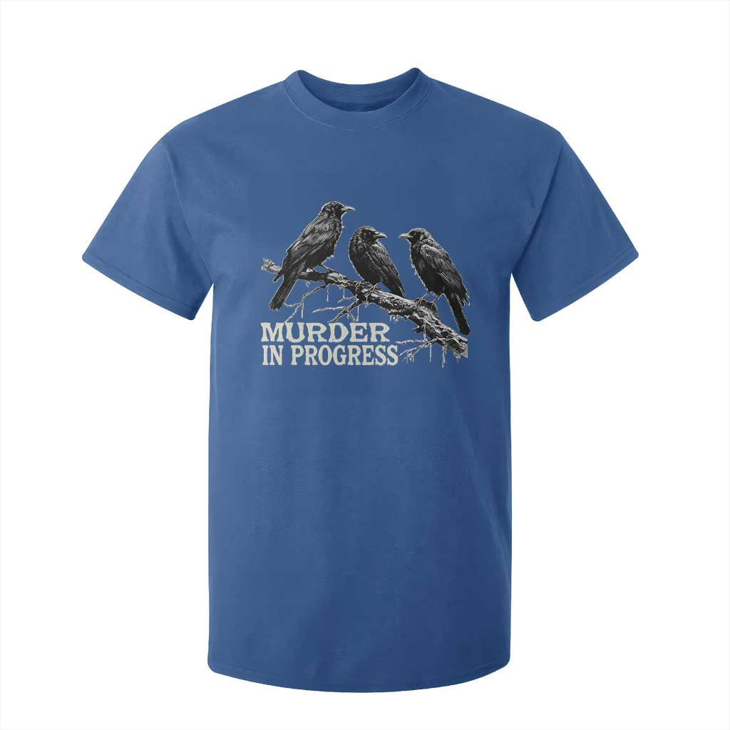 Murder In Progress Funny Crow T Shirt For Kid Gothic Raven Bird Lover Dark Humor