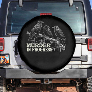 Murder In Progress Funny Crow Spare Tire Cover Gothic Raven Bird Lover Dark Humor