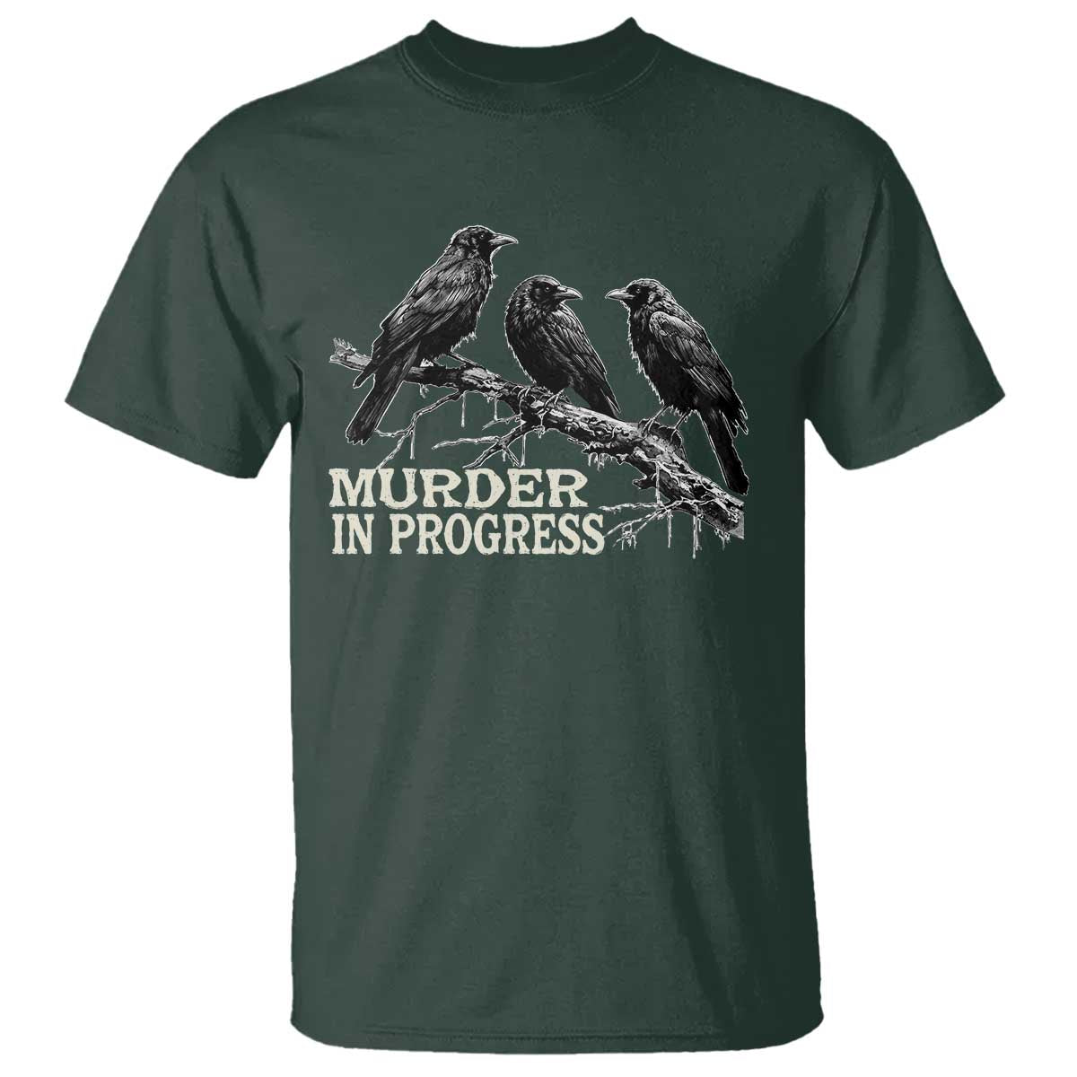 Murder In Progress Funny Crow T Shirt Gothic Raven Bird Lover Dark Humor