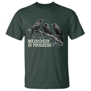 Murder In Progress Funny Crow T Shirt Gothic Raven Bird Lover Dark Humor