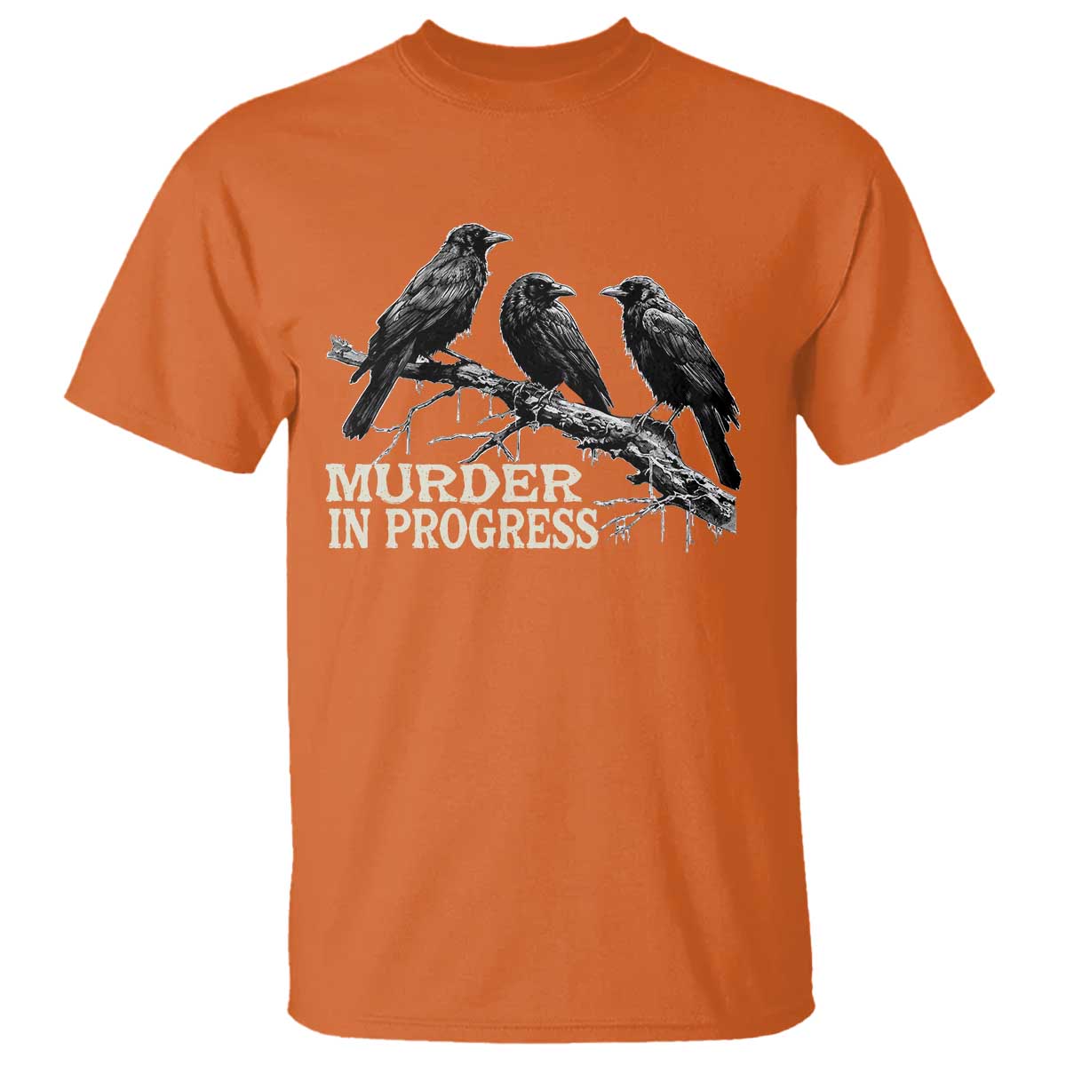 Murder In Progress Funny Crow T Shirt Gothic Raven Bird Lover Dark Humor