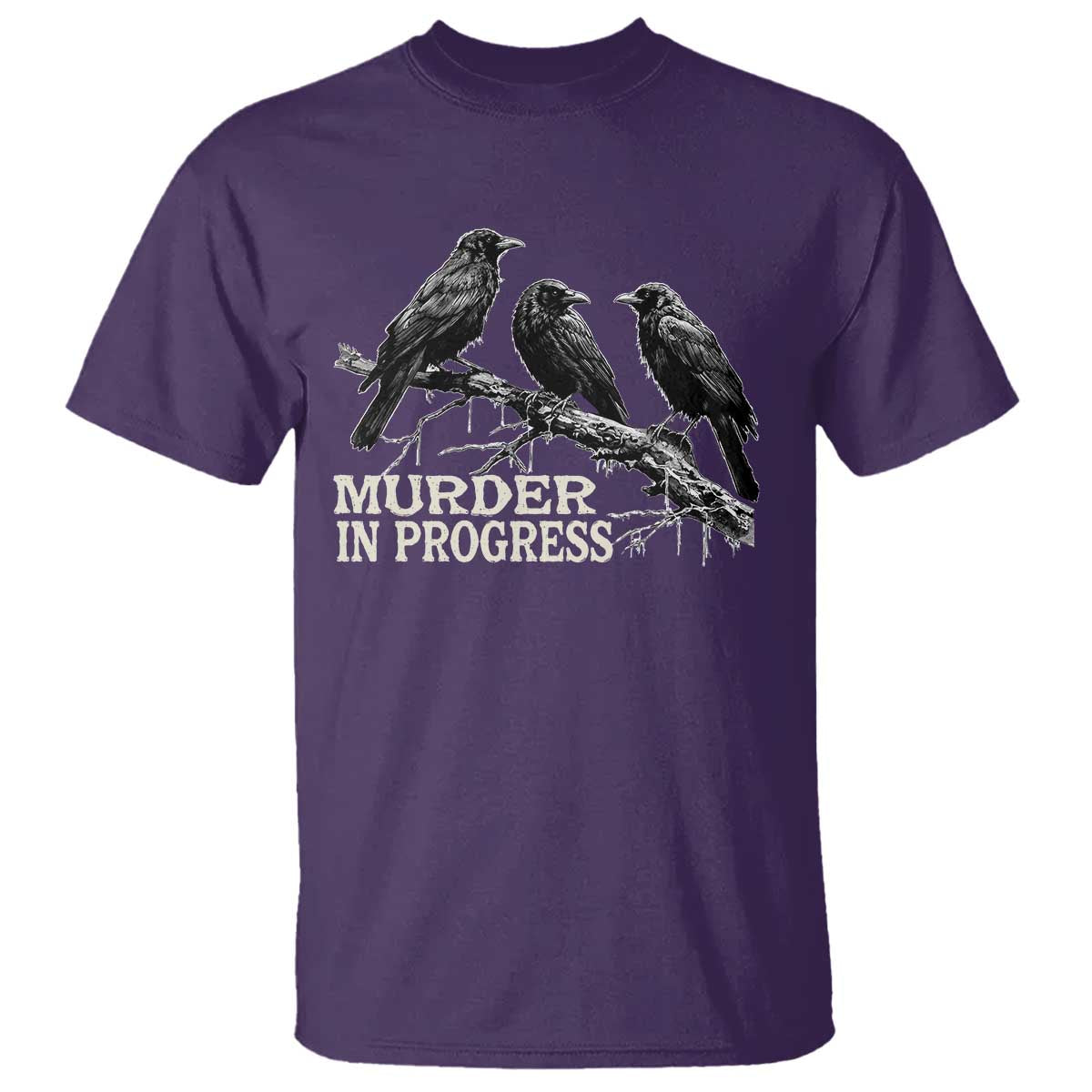 Murder In Progress Funny Crow T Shirt Gothic Raven Bird Lover Dark Humor
