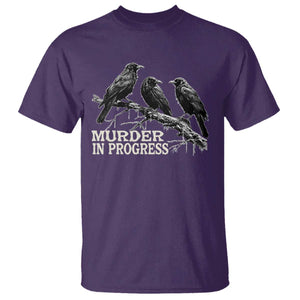 Murder In Progress Funny Crow T Shirt Gothic Raven Bird Lover Dark Humor