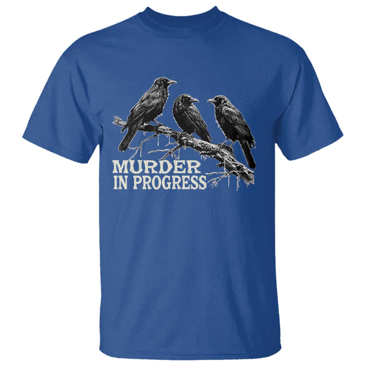 Murder In Progress Funny Crow T Shirt Gothic Raven Bird Lover Dark Humor
