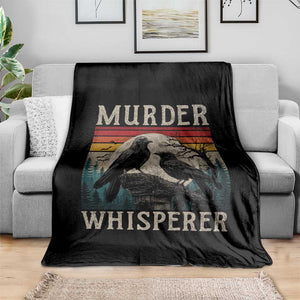 Murder Whisperer Funny Crow Literary Pun Throw Blanket Retro Gothic Bird