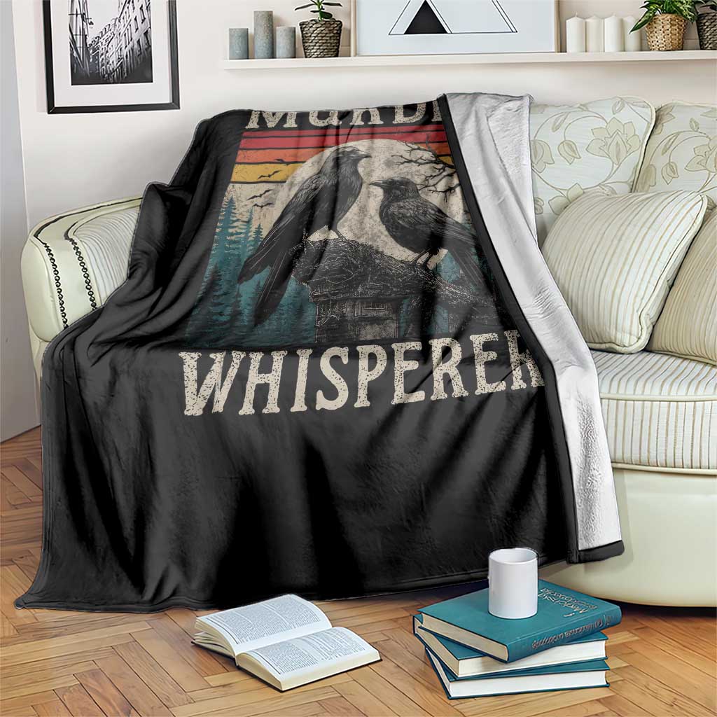 Murder Whisperer Funny Crow Literary Pun Throw Blanket Retro Gothic Bird