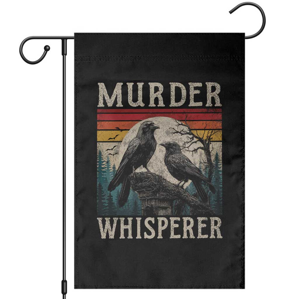 Murder Whisperer Funny Crow Literary Pun Garden Flag Retro Gothic Bird