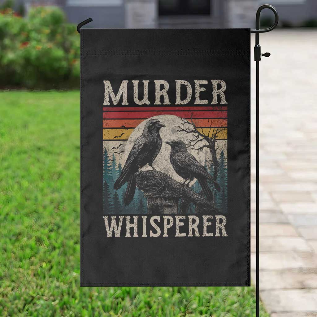 Murder Whisperer Funny Crow Literary Pun Garden Flag Retro Gothic Bird