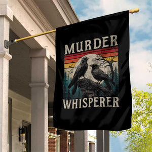 Murder Whisperer Funny Crow Literary Pun Garden Flag Retro Gothic Bird