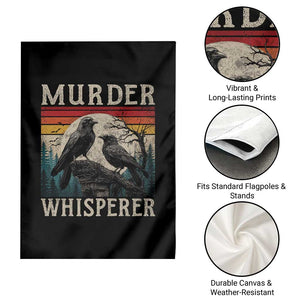 Murder Whisperer Funny Crow Literary Pun Garden Flag Retro Gothic Bird