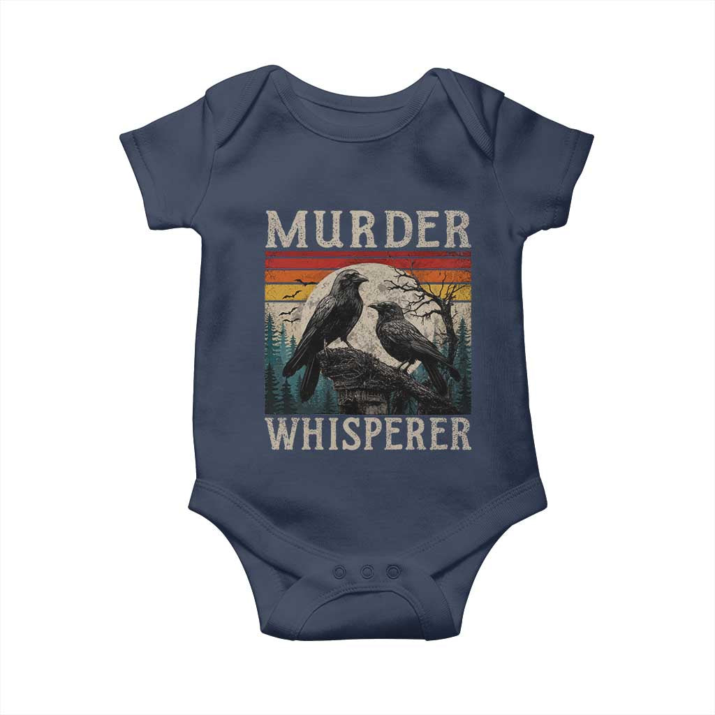 Murder Whisperer Funny Crow Literary Pun Baby Onesie Retro Gothic Bird