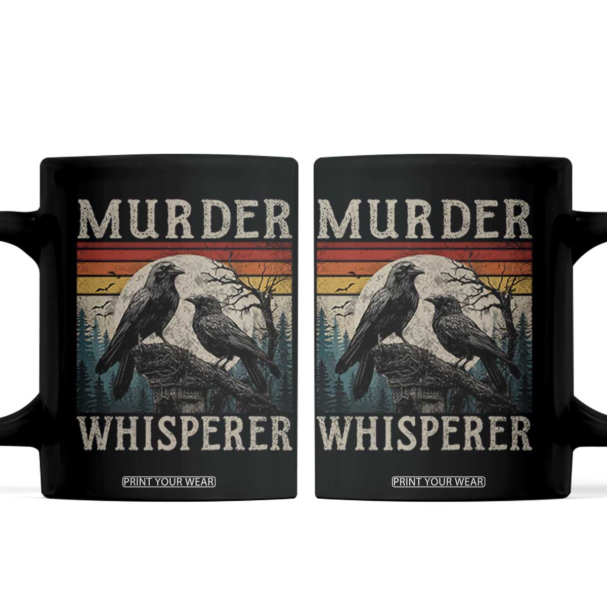 Murder Whisperer Funny Crow Literary Pun Coffee Mug Retro Gothic Bird