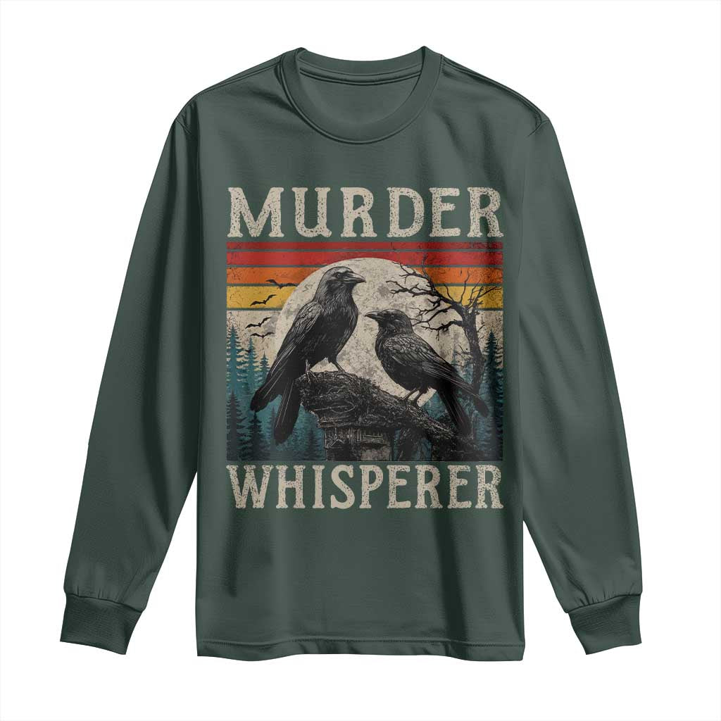 Murder Whisperer Funny Crow Literary Pun Long Sleeve Shirt Retro Gothic Bird