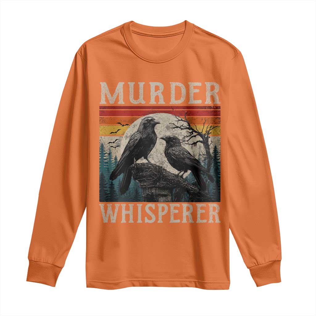 Murder Whisperer Funny Crow Literary Pun Long Sleeve Shirt Retro Gothic Bird