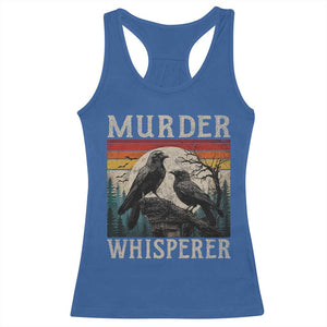 Murder Whisperer Funny Crow Literary Pun Racerback Tank Top Retro Gothic Bird