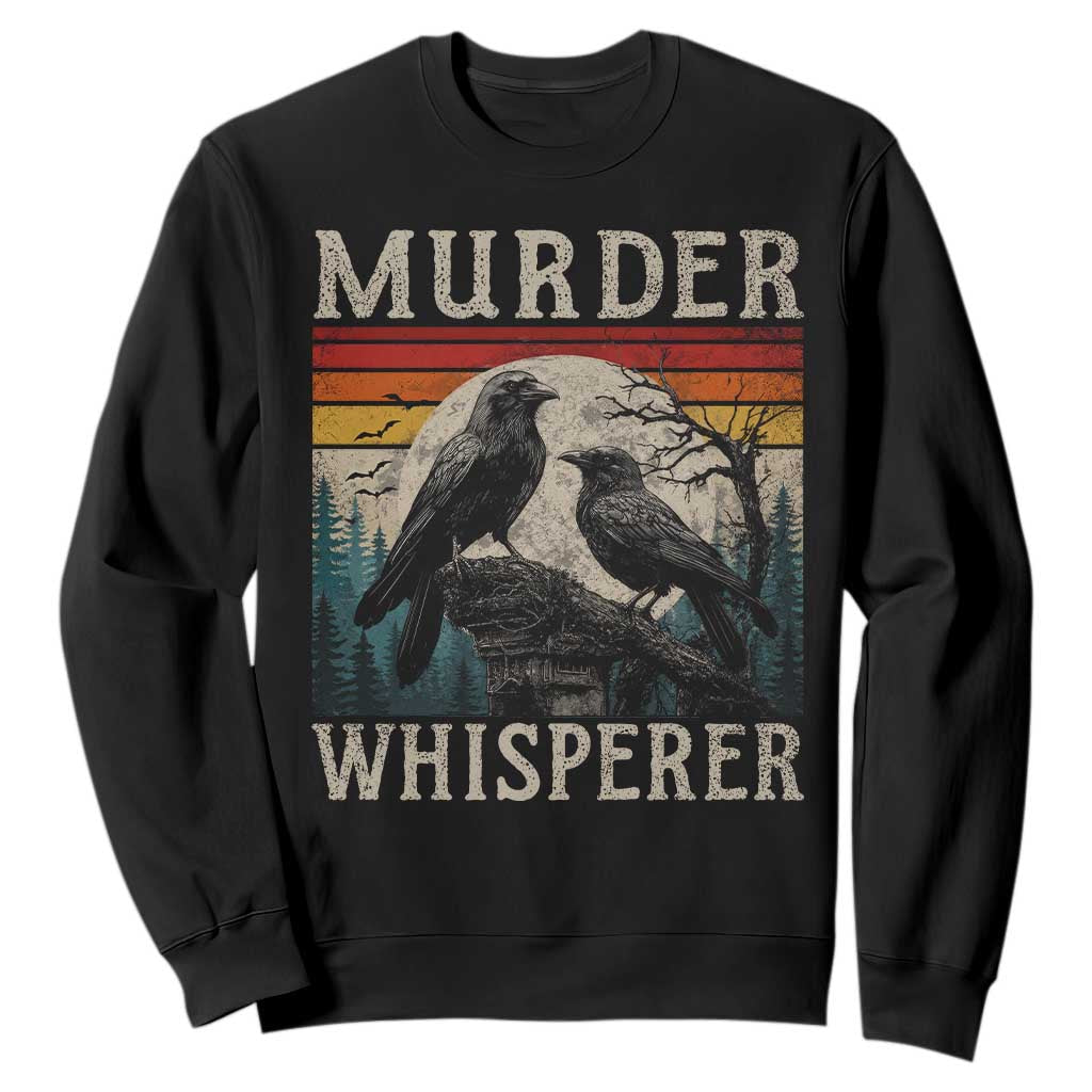 Murder Whisperer Funny Crow Literary Pun Sweatshirt Retro Gothic Bird