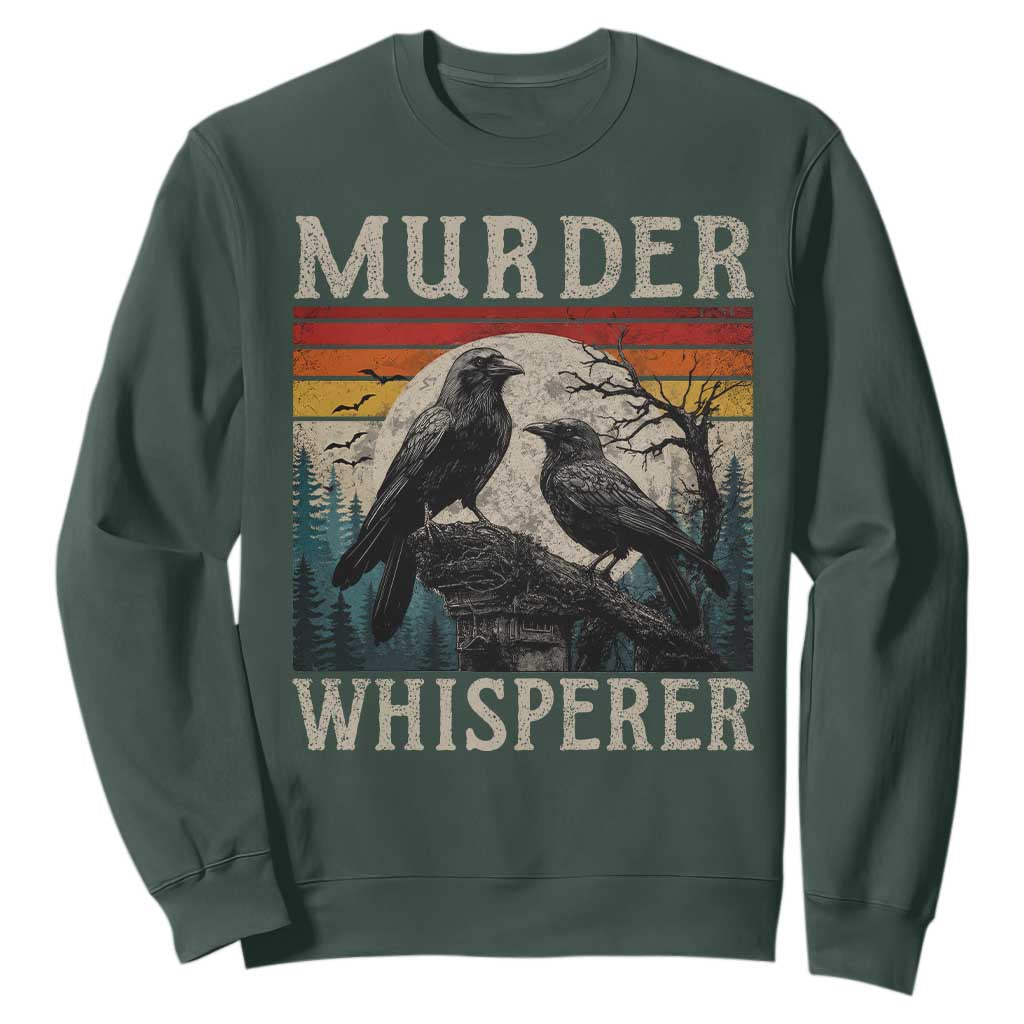 Murder Whisperer Funny Crow Literary Pun Sweatshirt Retro Gothic Bird