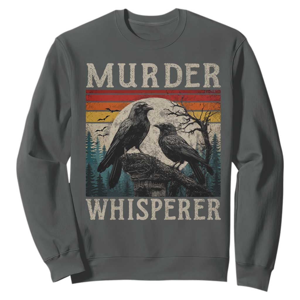 Murder Whisperer Funny Crow Literary Pun Sweatshirt Retro Gothic Bird