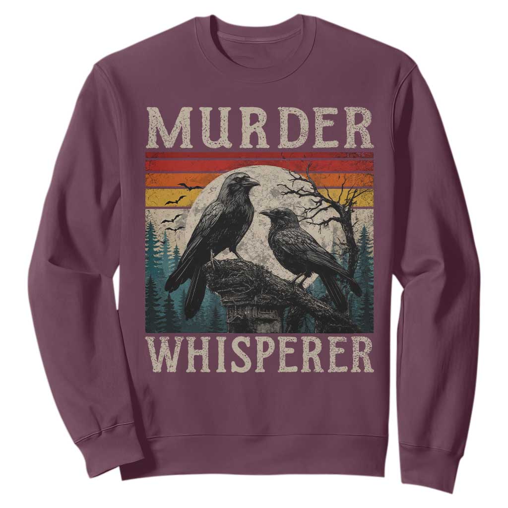 Murder Whisperer Funny Crow Literary Pun Sweatshirt Retro Gothic Bird
