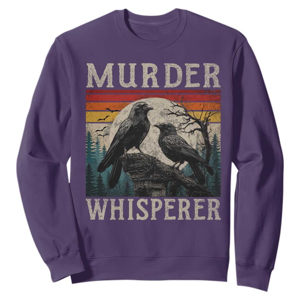 Murder Whisperer Funny Crow Literary Pun Sweatshirt Retro Gothic Bird