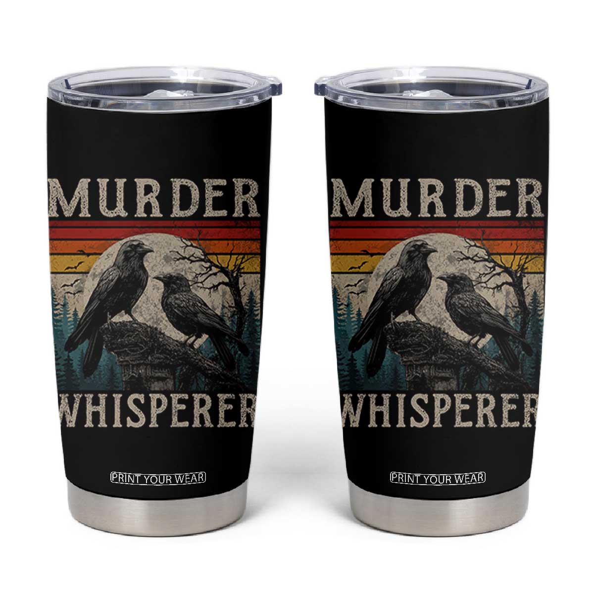Murder Whisperer Funny Crow Literary Pun Tumbler Cup Retro Gothic Bird