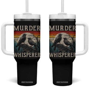 Murder Whisperer Funny Crow Literary Pun Tumbler With Handle Retro Gothic Bird