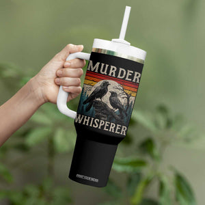 Murder Whisperer Funny Crow Literary Pun Tumbler With Handle Retro Gothic Bird