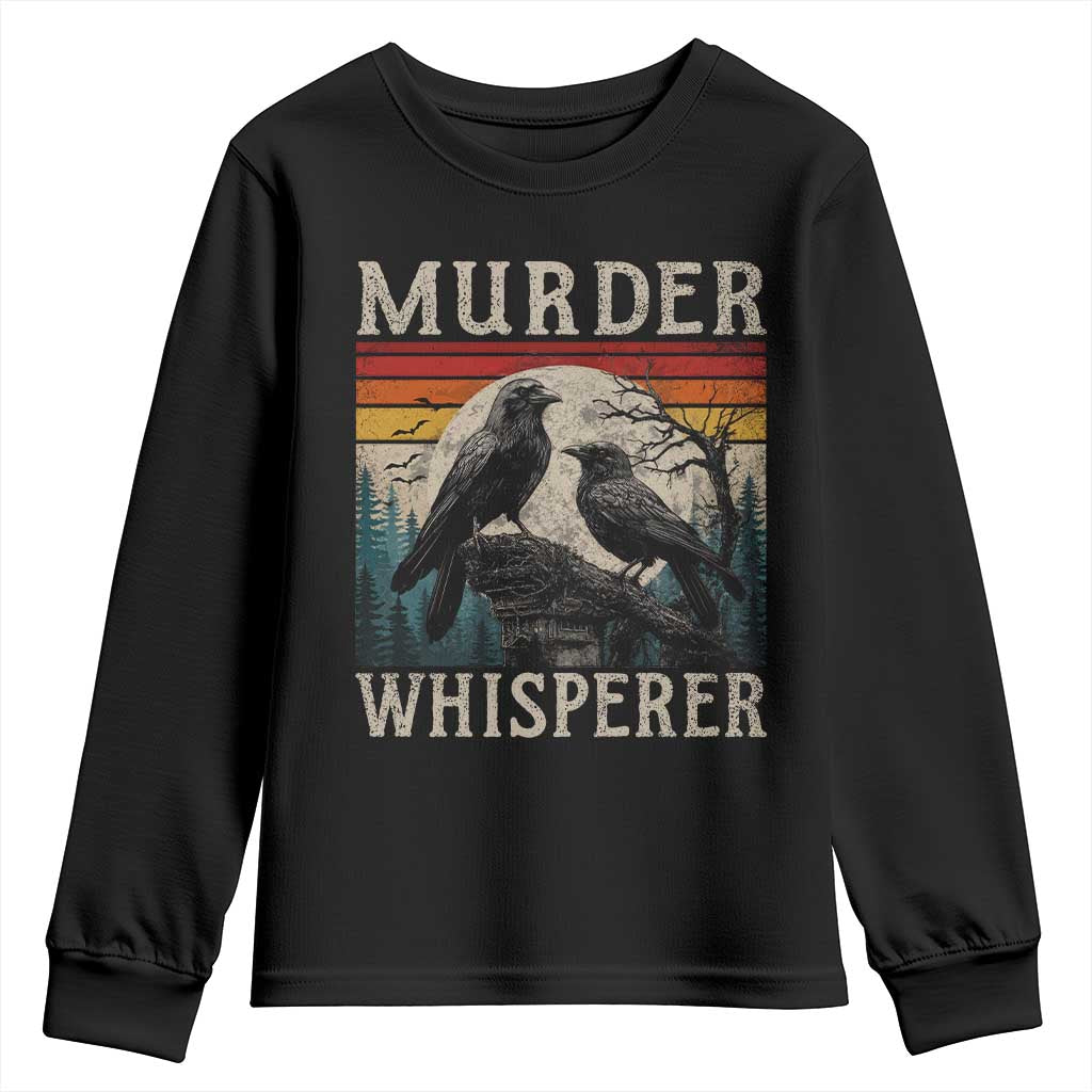 Murder Whisperer Funny Crow Literary Pun Youth Sweatshirt Retro Gothic Bird
