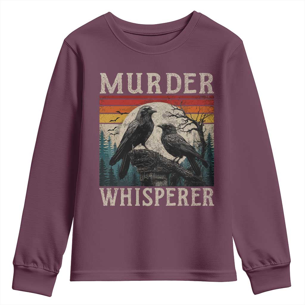 Murder Whisperer Funny Crow Literary Pun Youth Sweatshirt Retro Gothic Bird