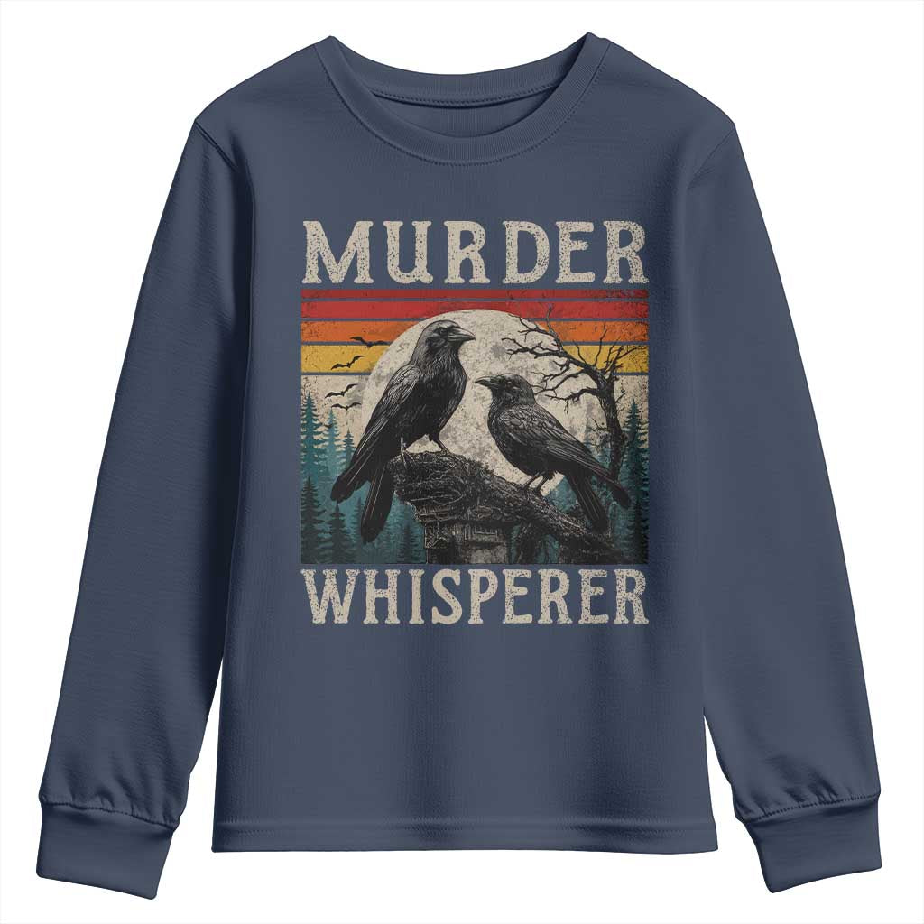 Murder Whisperer Funny Crow Literary Pun Youth Sweatshirt Retro Gothic Bird