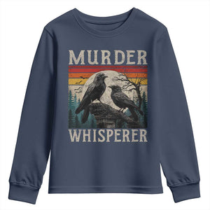 Murder Whisperer Funny Crow Literary Pun Youth Sweatshirt Retro Gothic Bird