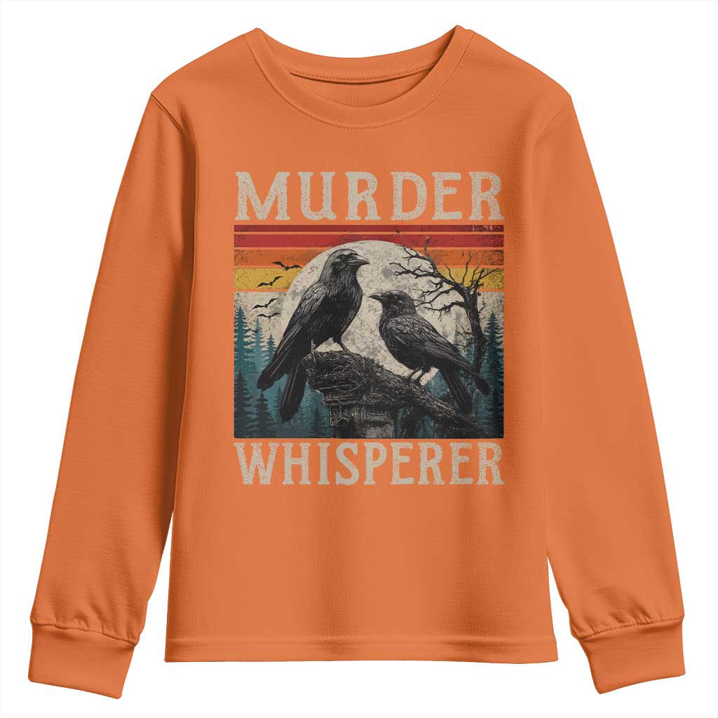 Murder Whisperer Funny Crow Literary Pun Youth Sweatshirt Retro Gothic Bird