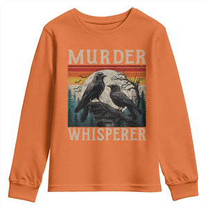 Murder Whisperer Funny Crow Literary Pun Youth Sweatshirt Retro Gothic Bird
