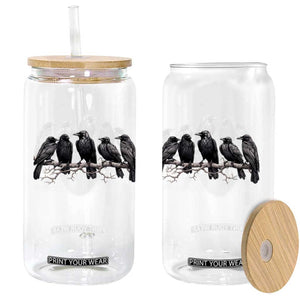 Support Your Local Murder Funny Crow Dark Gothic Glass Can