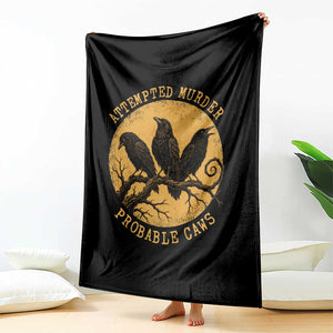 Attempted Murder Probable Caws Throw Blanket Funny Crow Literary Pun Gothic Bird