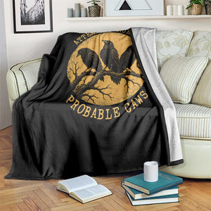 Attempted Murder Probable Caws Throw Blanket Funny Crow Literary Pun Gothic Bird