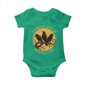 Attempted Murder Probable Caws Baby Onesie Funny Crow Literary Pun Gothic Bird