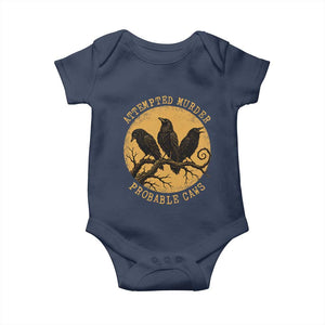 Attempted Murder Probable Caws Baby Onesie Funny Crow Literary Pun Gothic Bird