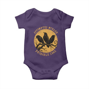 Attempted Murder Probable Caws Baby Onesie Funny Crow Literary Pun Gothic Bird