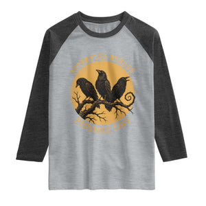 Attempted Murder Probable Caws Raglan Shirt Funny Crow Literary Pun Gothic Bird
