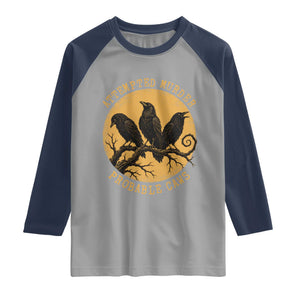Attempted Murder Probable Caws Raglan Shirt Funny Crow Literary Pun Gothic Bird