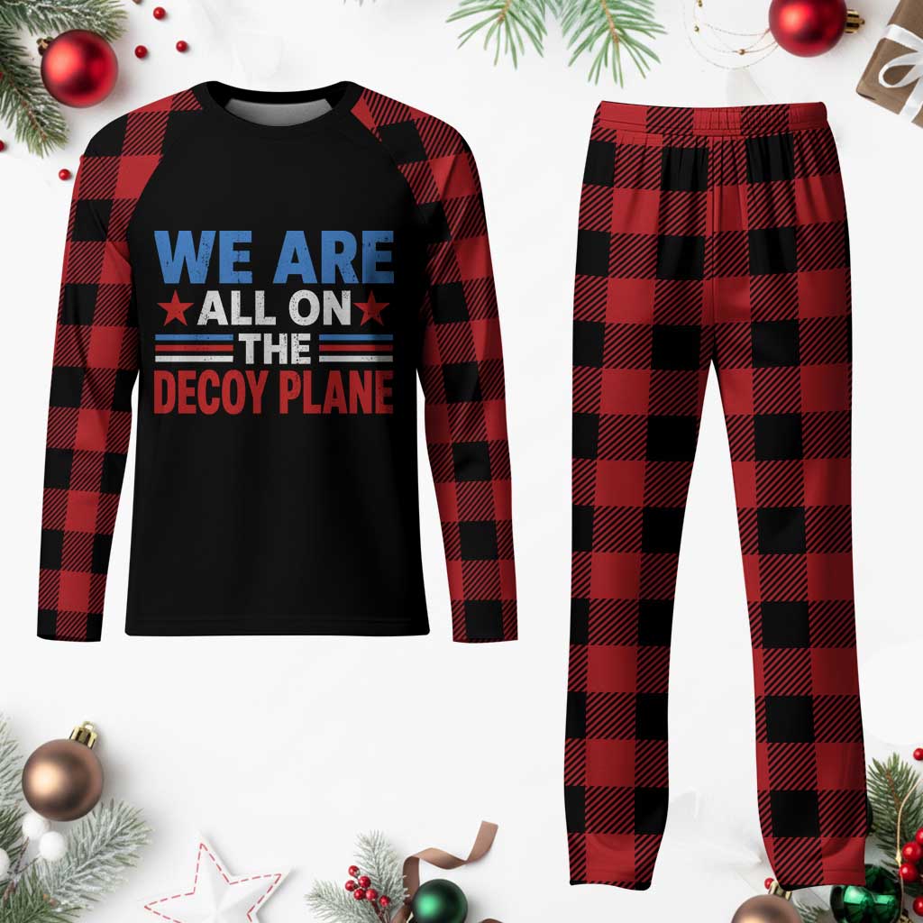 We Are All On The Decoy Plane Plaid Pajama Set Plane Conspiracy Theory