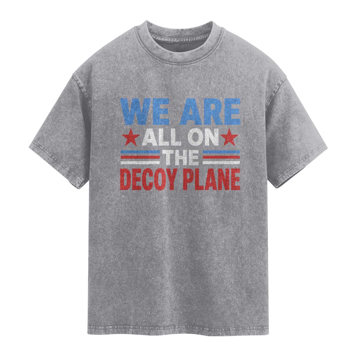 We Are All On The Decoy Plane Washed Cotton T-Shirt Plane Conspiracy Theory
