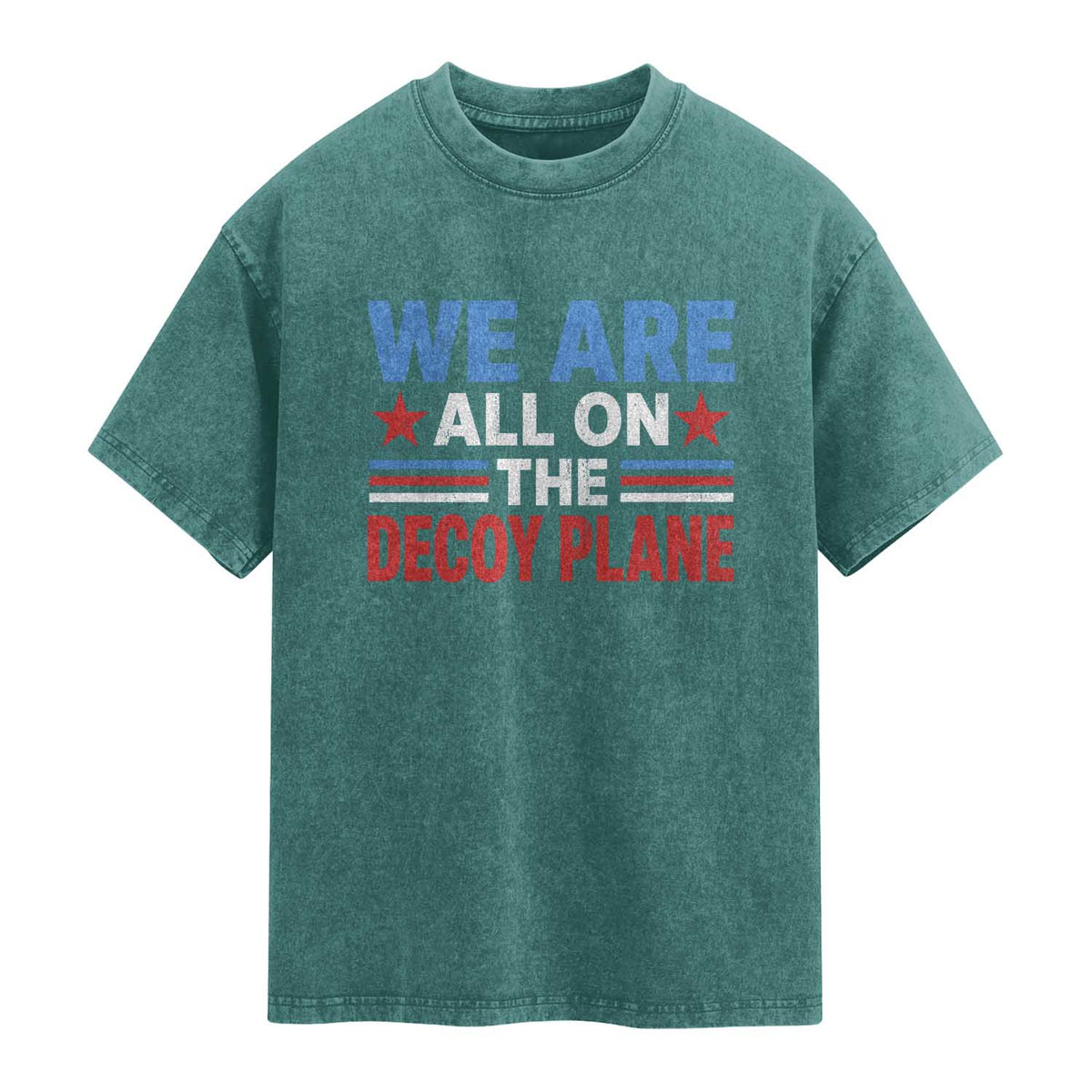We Are All On The Decoy Plane Washed Cotton T-Shirt Plane Conspiracy Theory